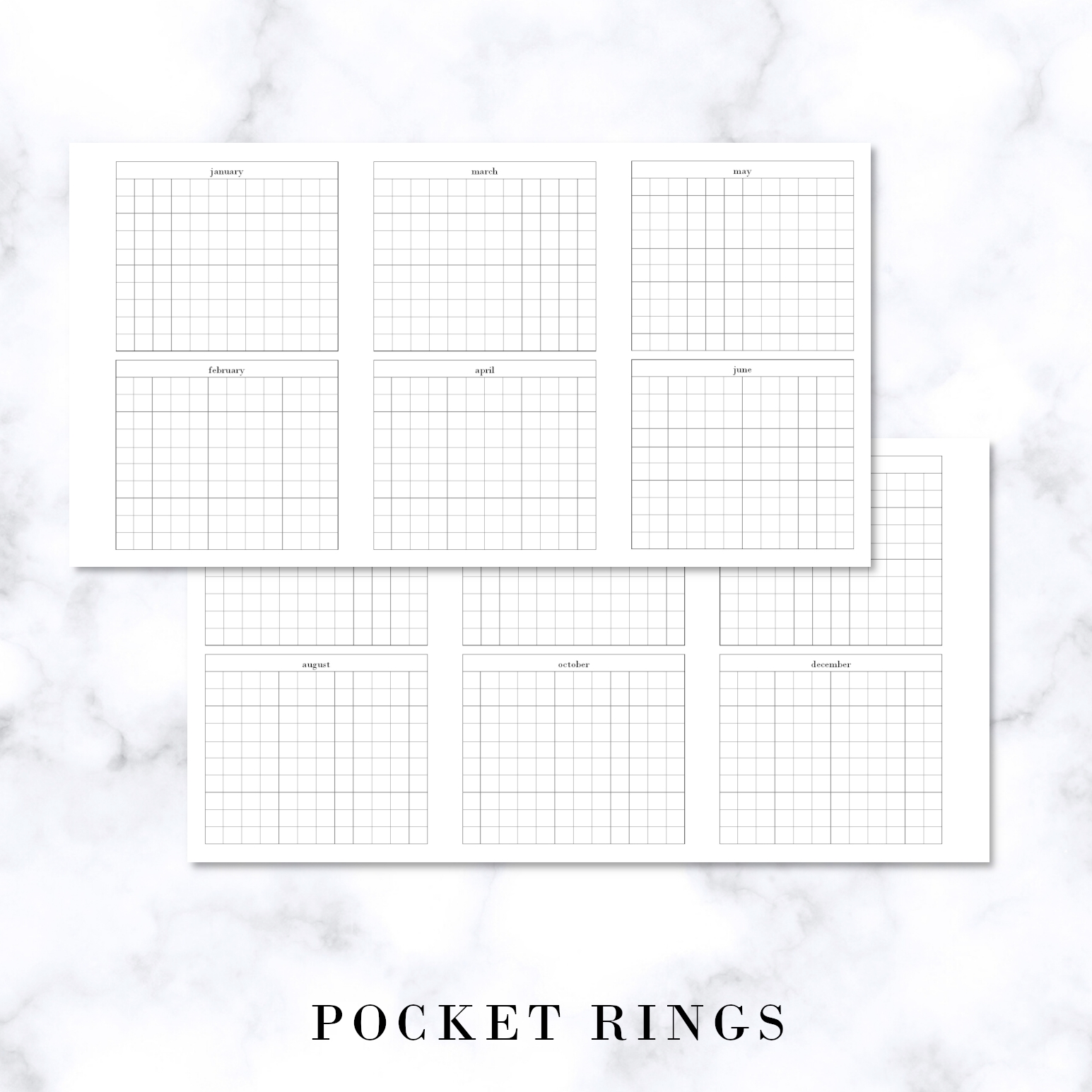 Free Planner Printable: Pocket Rings - Monthly Layout In