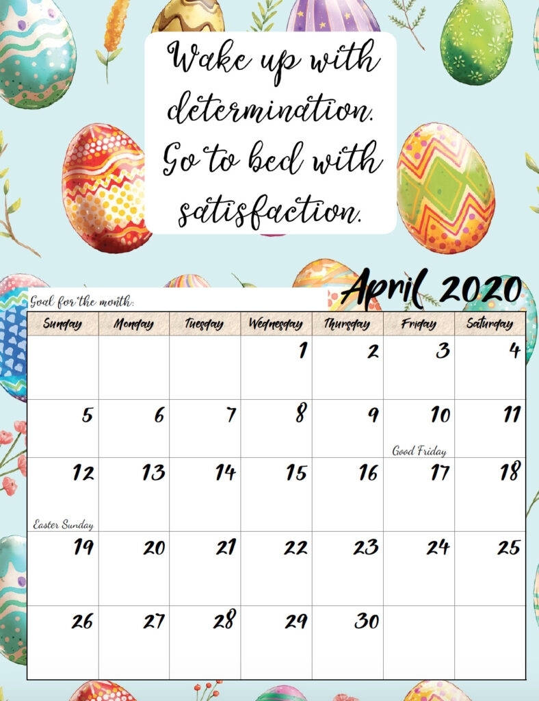 Free Printable 2020 Monthly Motivational Calendars