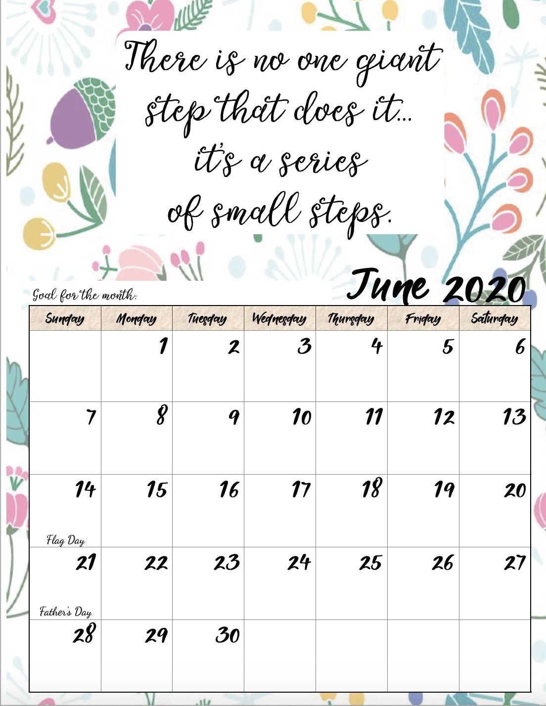 Free Printable 2020 Monthly Motivational Calendars