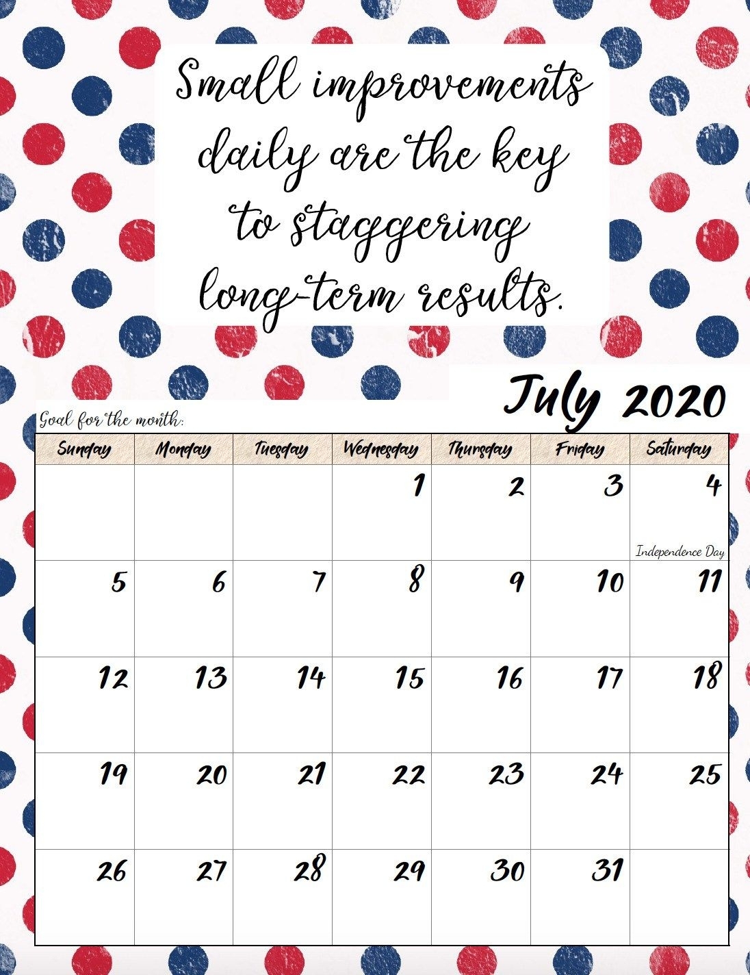 Free Printable 2020 Monthly Motivational Calendars In 2020