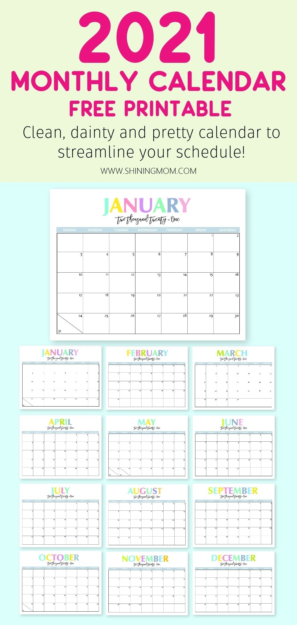 Free Printable 2021 Calendar: So Beautiful And Colorful! In