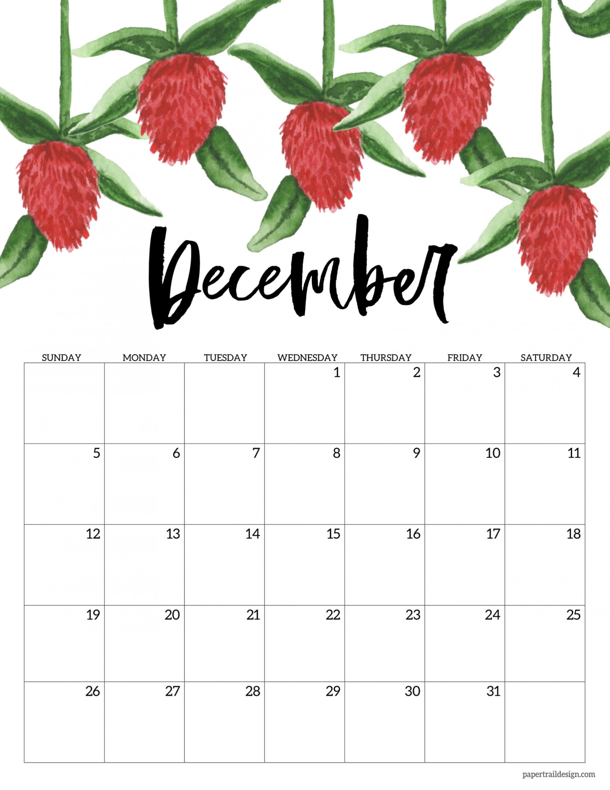 Free Printable 2021 Floral Calendar | Paper Trail Design