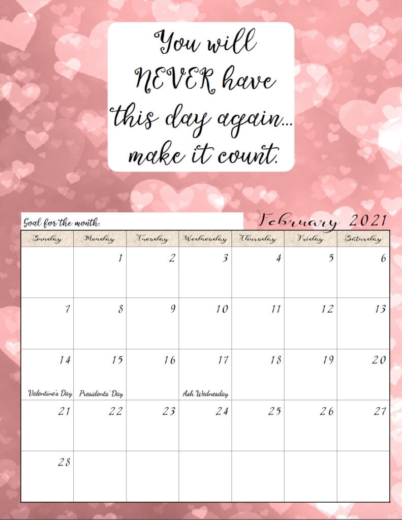 Free Printable 2021 Monthly Motivational Calendars