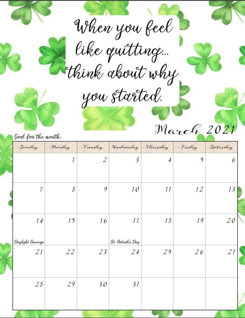 Free Printable 2021 Monthly Motivational Calendars In 2020