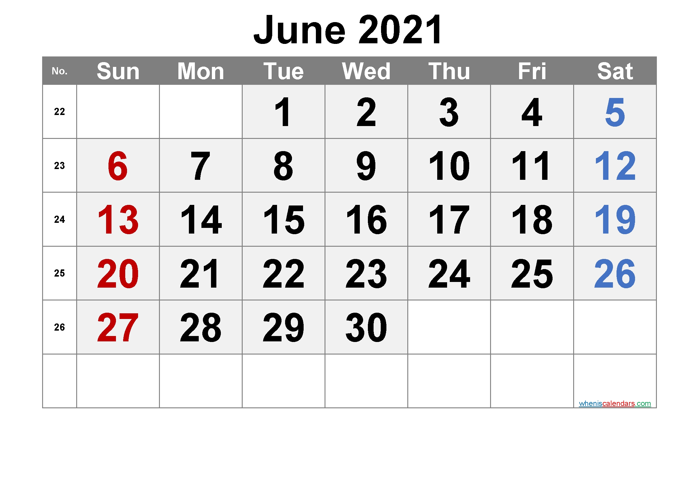 Free Printable Calendar 2021 June [Free Premium] – Free 2020