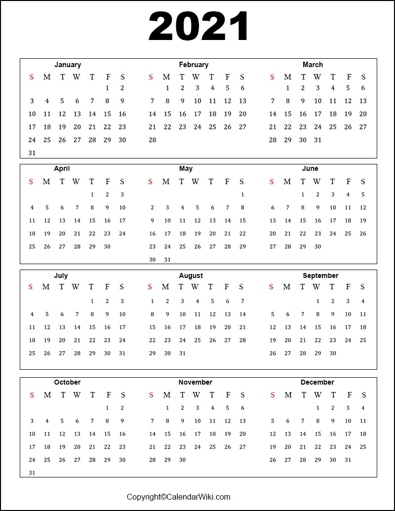 Calendar Of Weekends Only 2021 