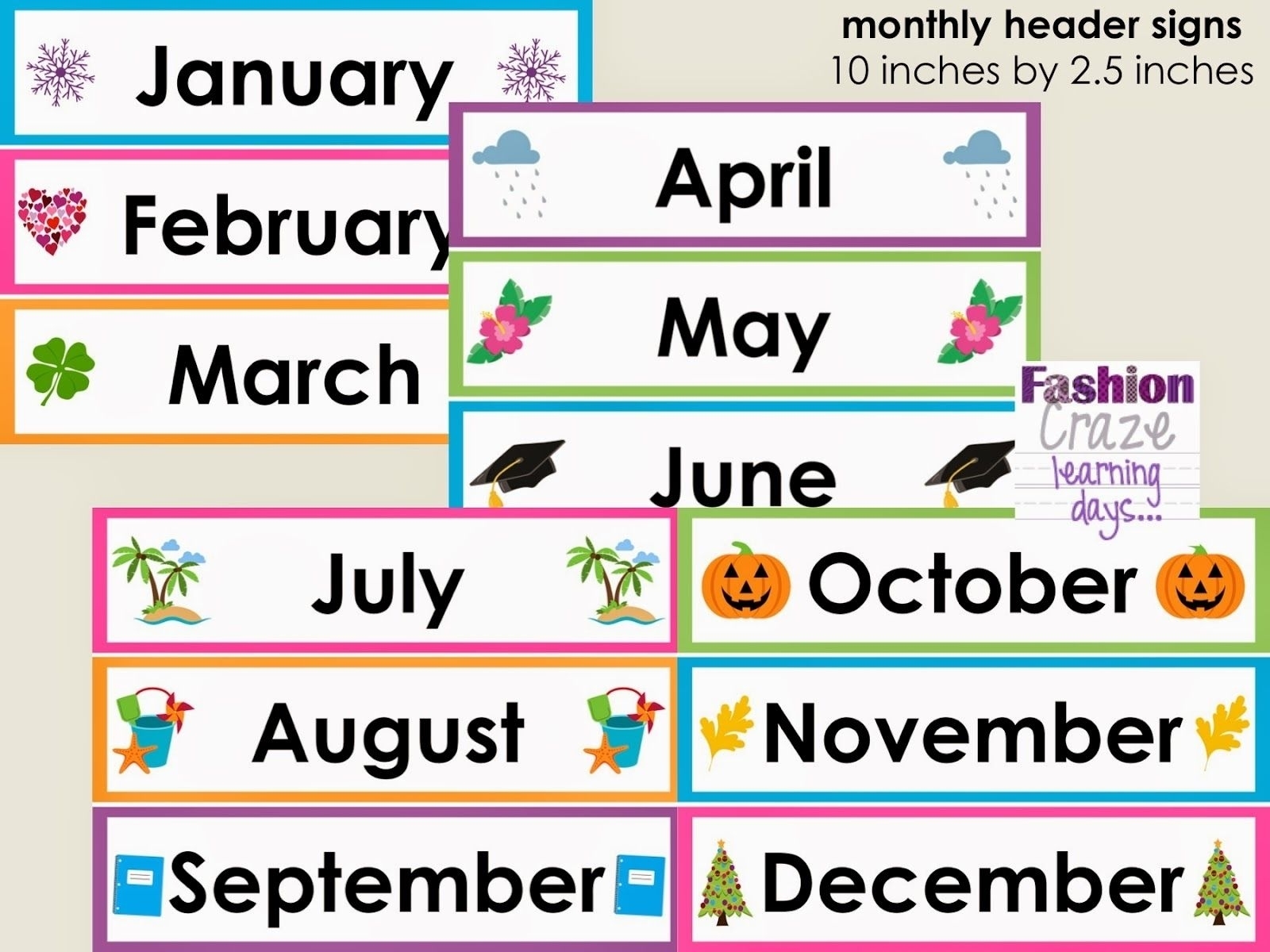 Most months of the year. Months of the year. Months names. Months in English. All months of the year.