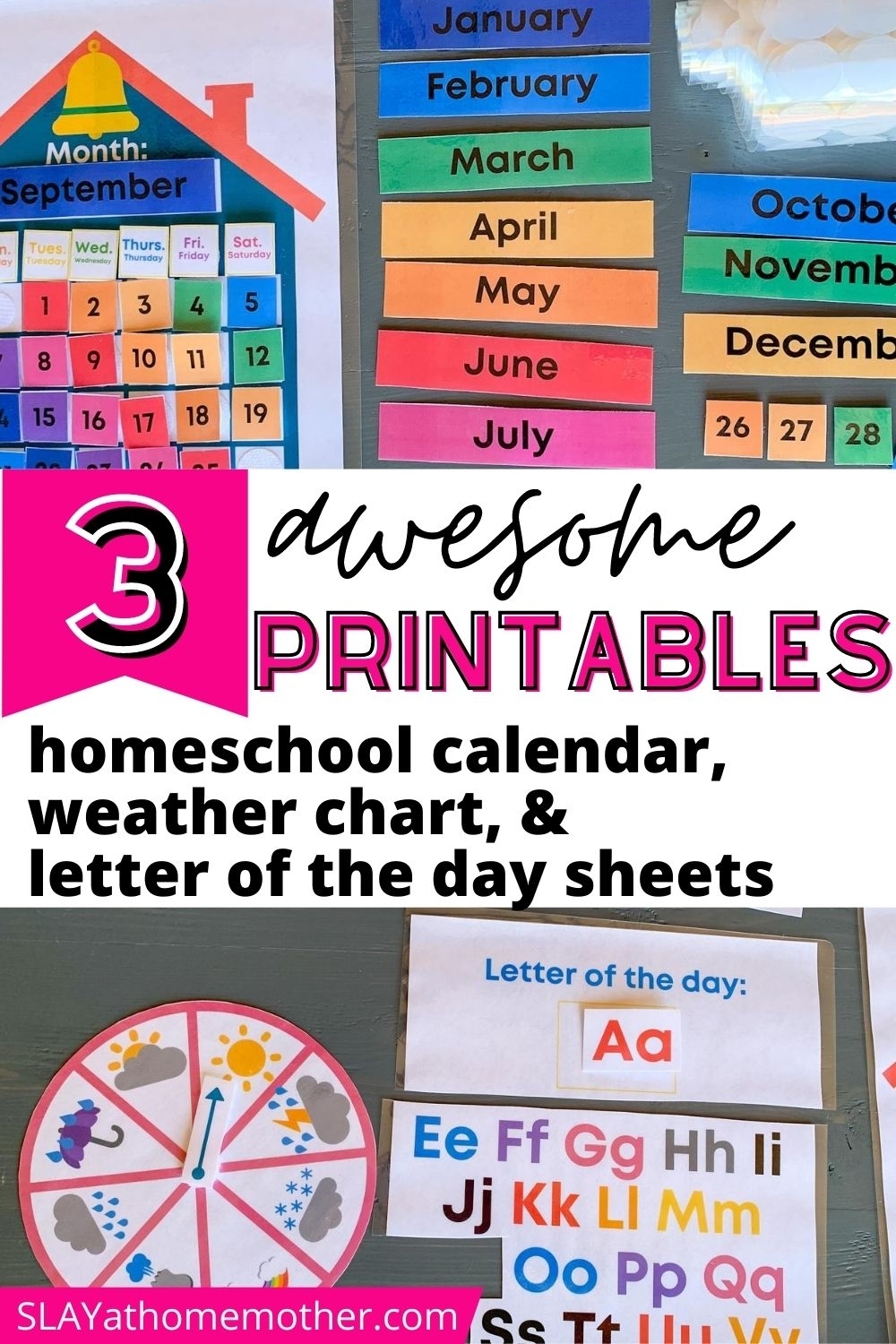 Free Printable Calendar, Weather Chart, &amp; Letter Of The Day