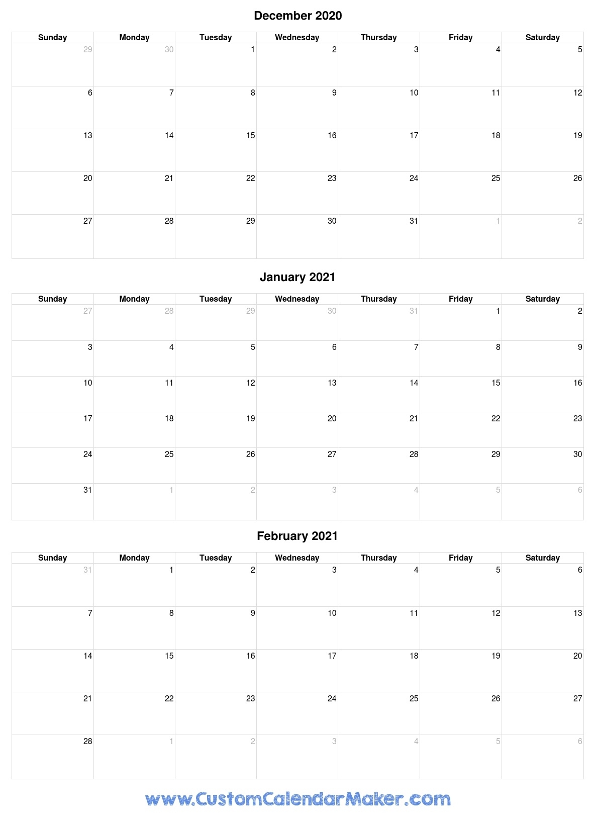 Free Printable Calendars, Blank Pdf Templates To Print A