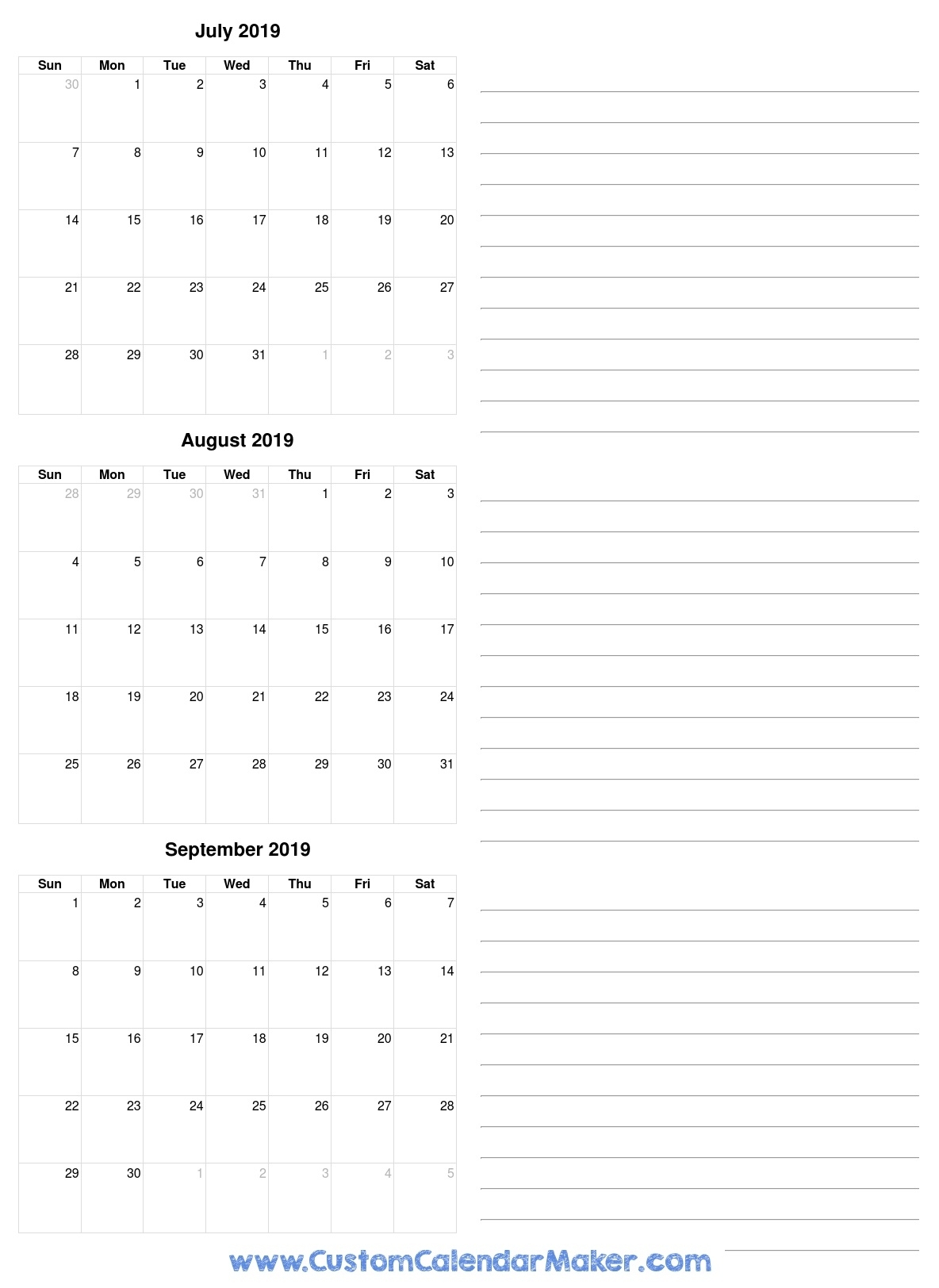 Free Printable Calendars, Blank Pdf Templates To Print A