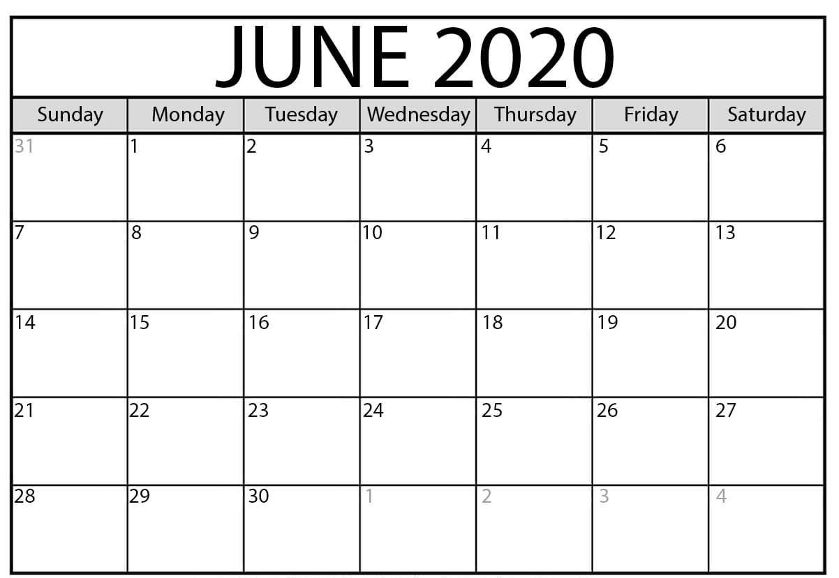 Free Printable June 2020 Calendar Templates With Notes In