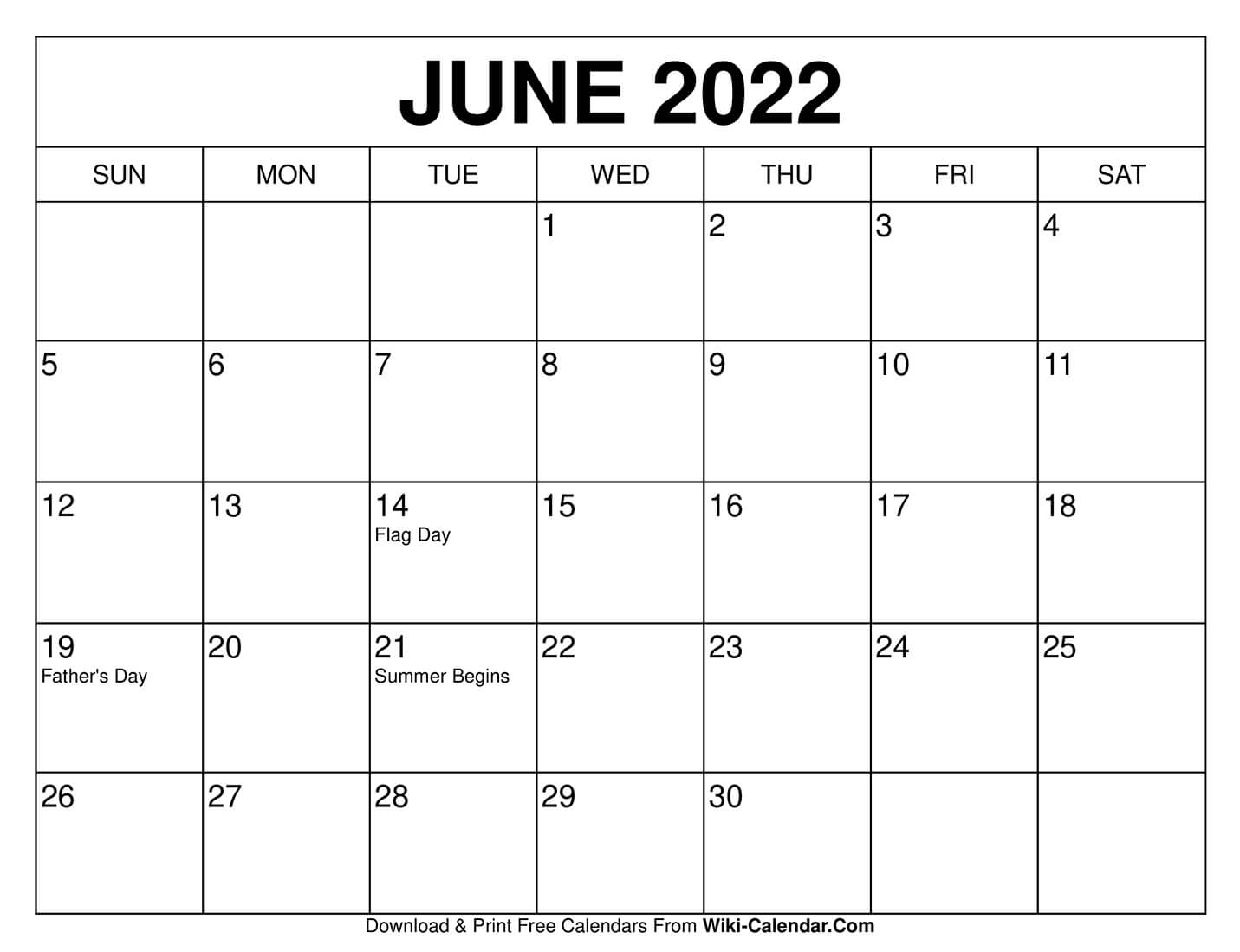 Free Printable June 2020 Calendars