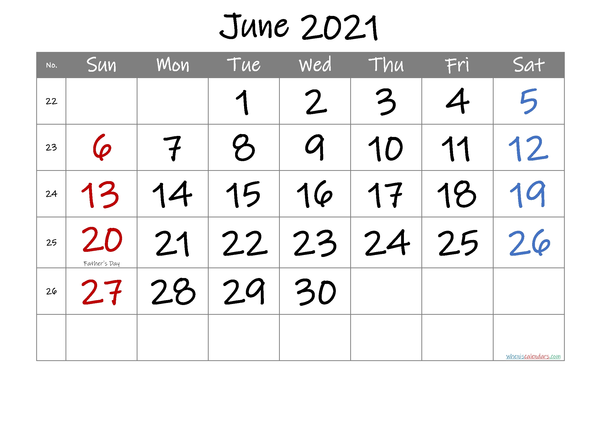 Free Printable June 2021 Calendar In 2020 | June Calendar