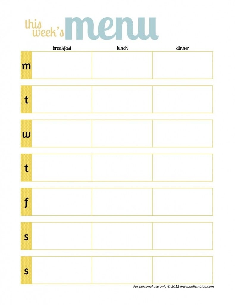 Free Printable Menu Planners Has One Without Days Of The