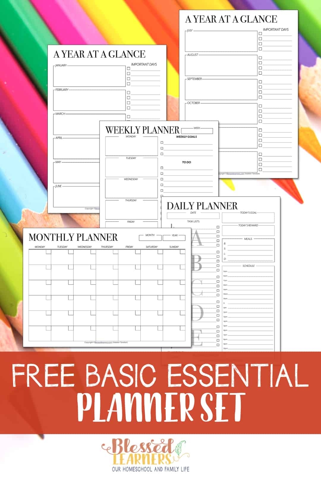 Free Set Of Printable Undated Planners - Blessed Learners