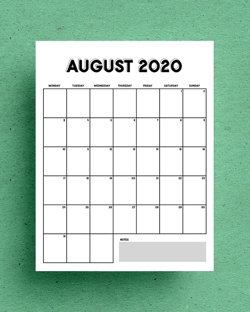 Free Vertical Calendar Printable For 2020 - Crazy Laura