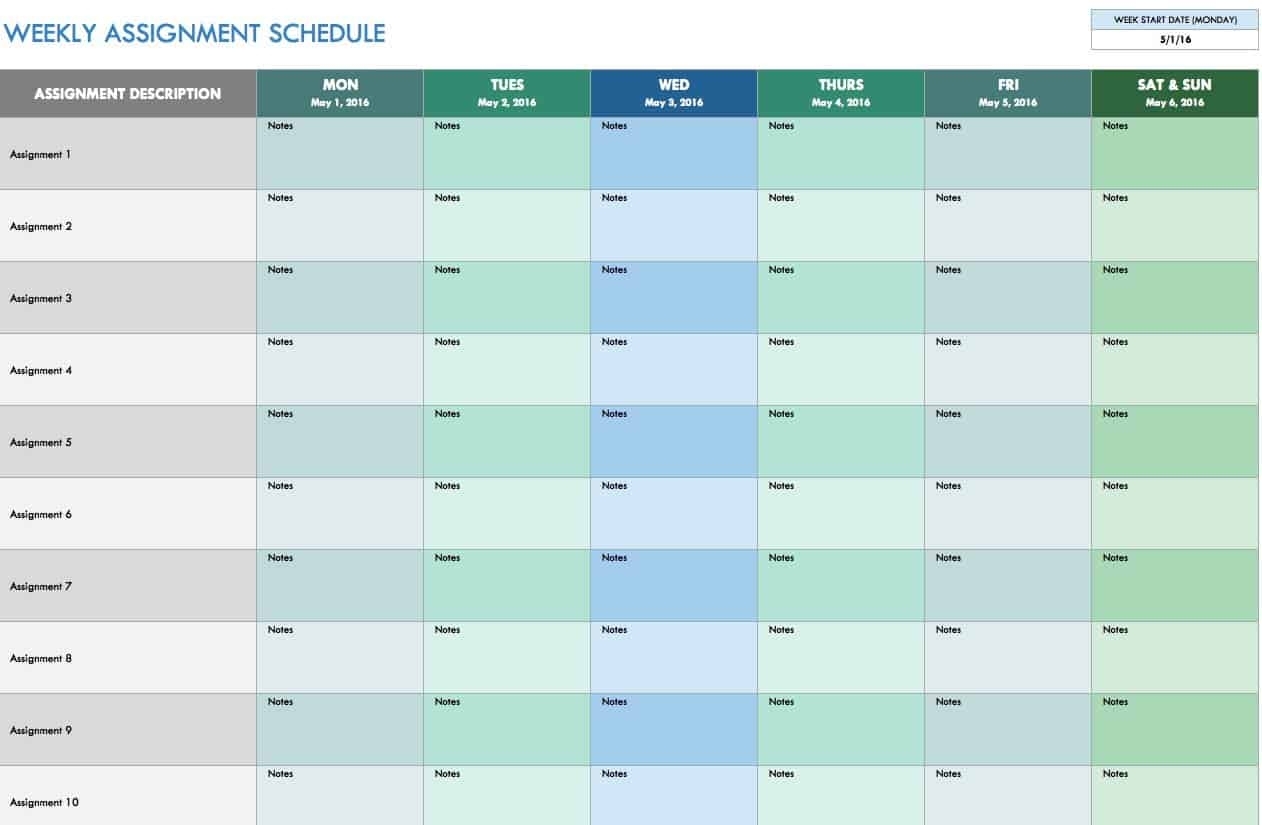 Free Weekly Schedule Templates For Excel - Smartsheet