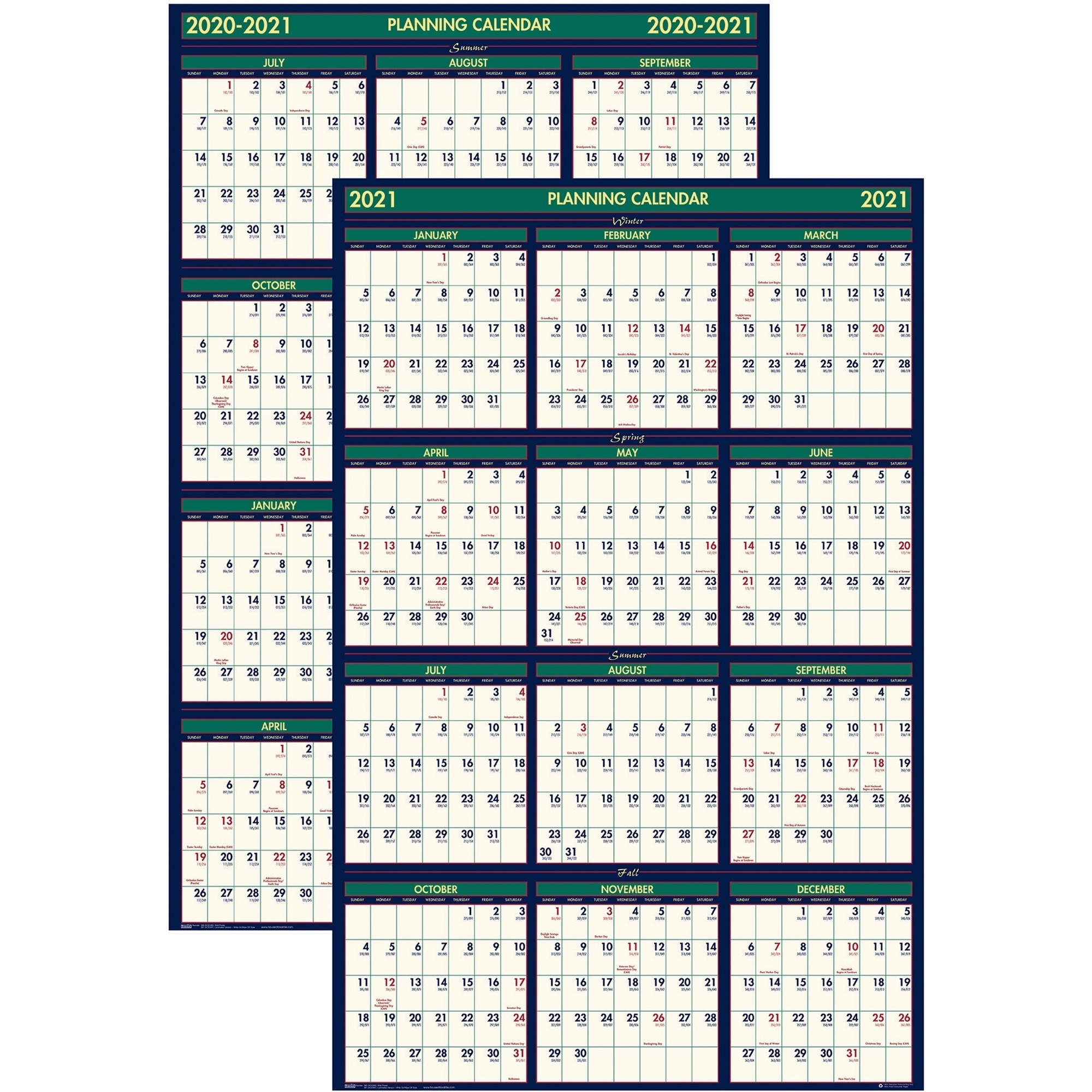 House Of Doolittle Eco-Friendly 18 Month Laminated Wall Calendar - Julian  Dates - Weekly, Daily, Yearly - 1.5 Year - January 2021, July 2020 Till