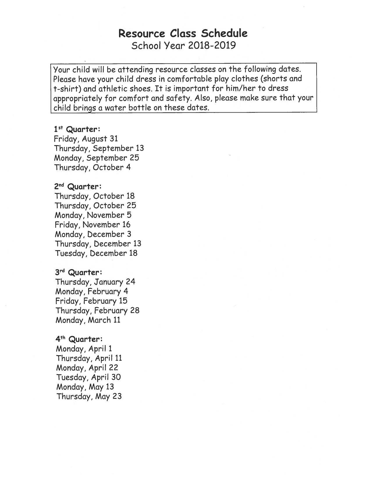 Important Dates &amp; Activities – Kindergarten – Kipapa