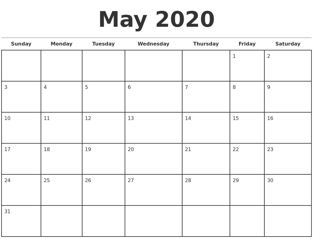 Incredible 2020 Monthly Calendar With Holidays In 2020