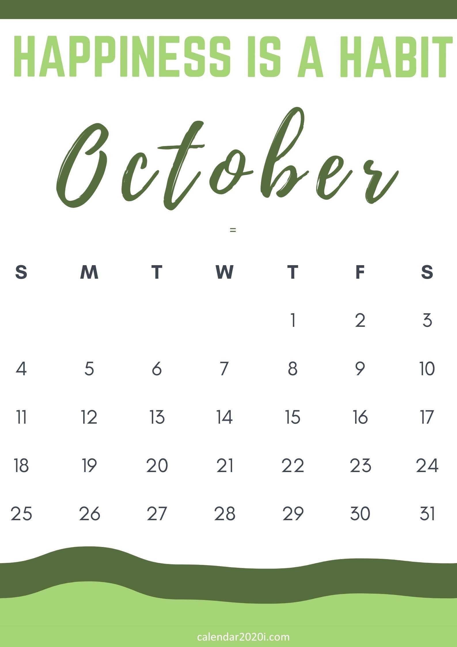 Inspirational October 2020 Calendar With Quotes Free