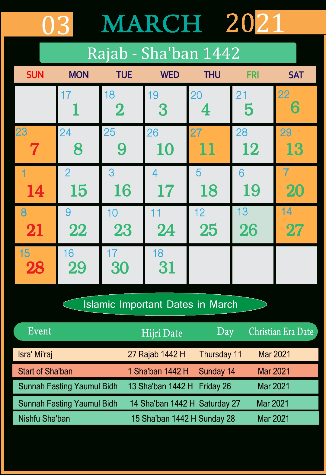islamic calendar 2021 june month