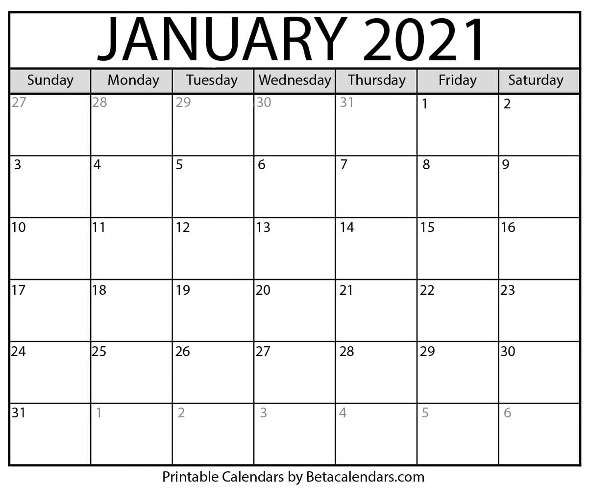 January 2021 Calendar | Blank Printable Monthly Calendars