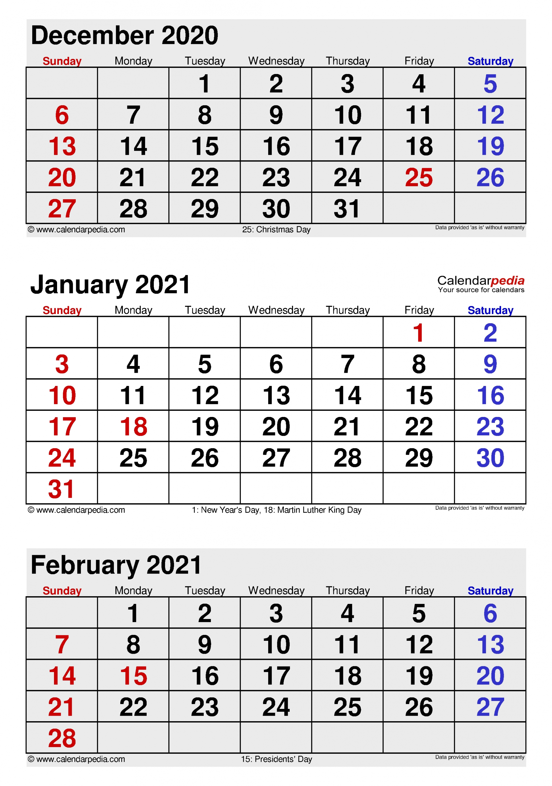 January 2021 Calendar | Templates For Word, Excel And Pdf