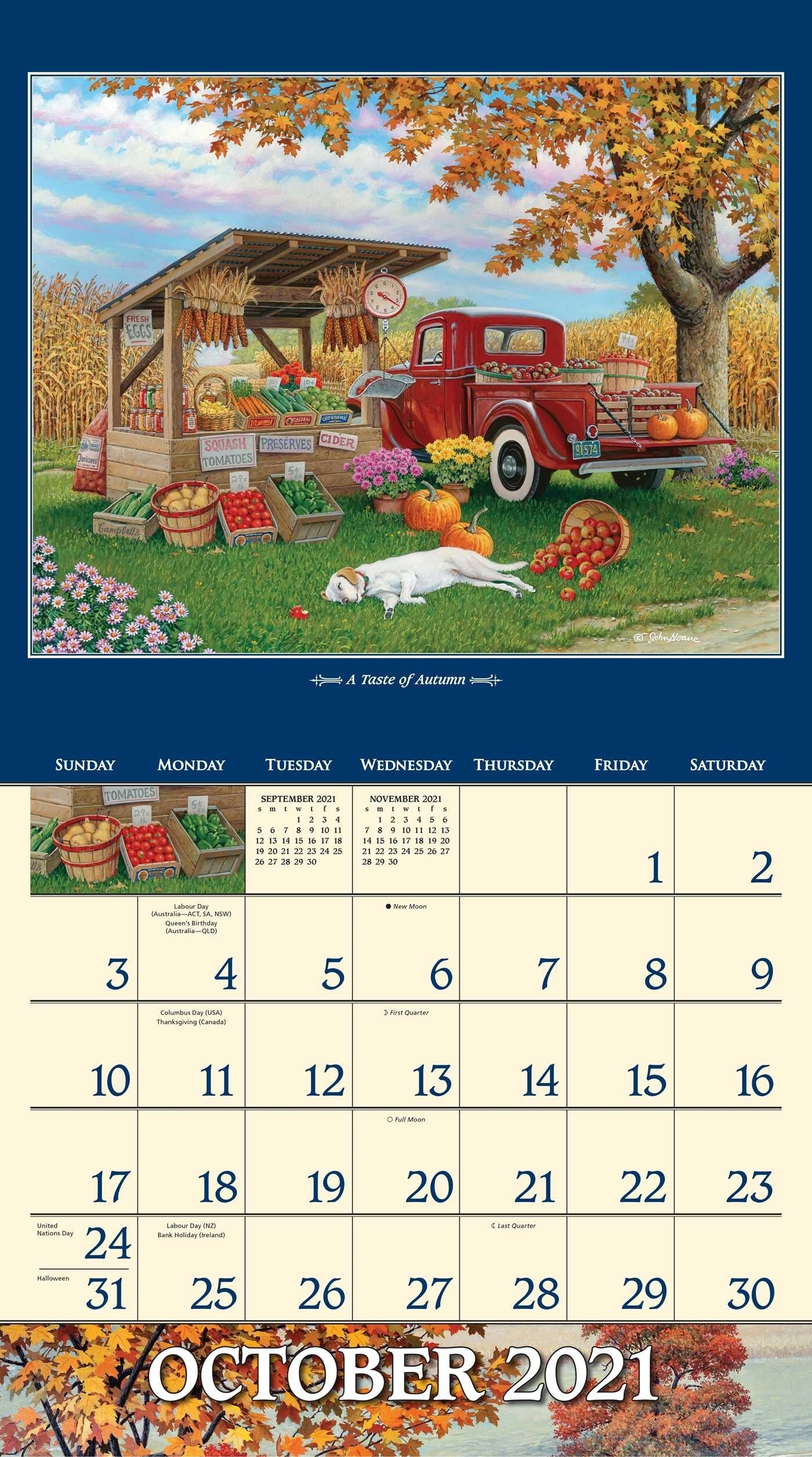 John Sloane&#039;S Country Seasons 2021 Deluxe Wall Calendar