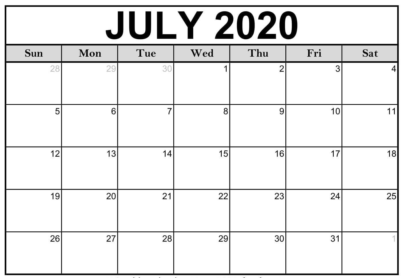 July 2020 Printable Calendar, #Calendar #July