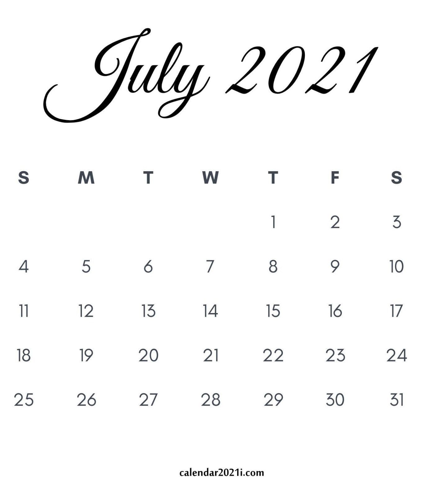 July 2021 Calendar Printable In 2020 | Monthly Calendar