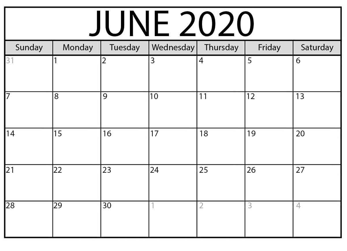 June 2020 Calendar Free Printable - Calendar Word