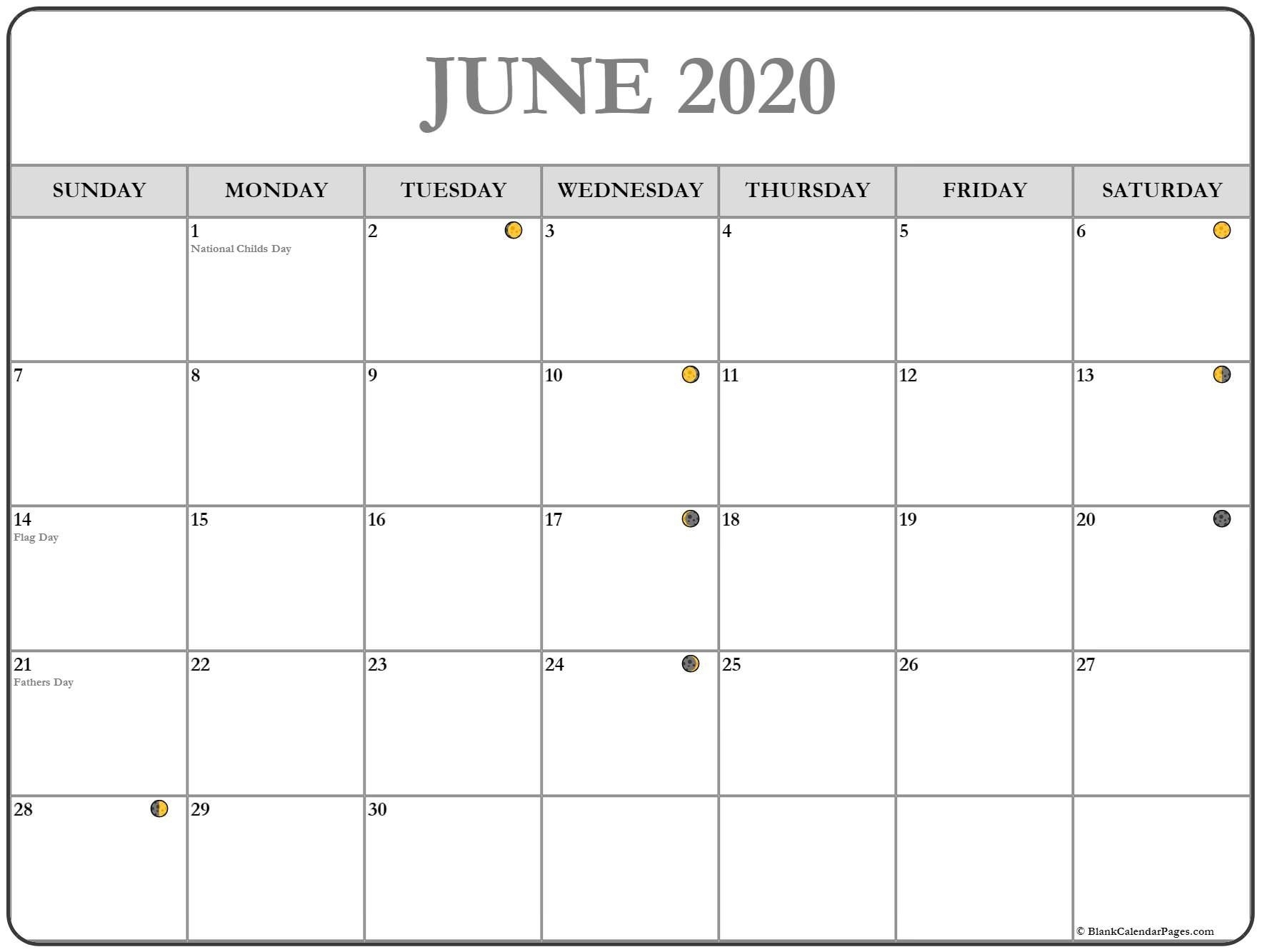 June 2020 Moon Phases Calendar | Moon Phase Calendar, Moon