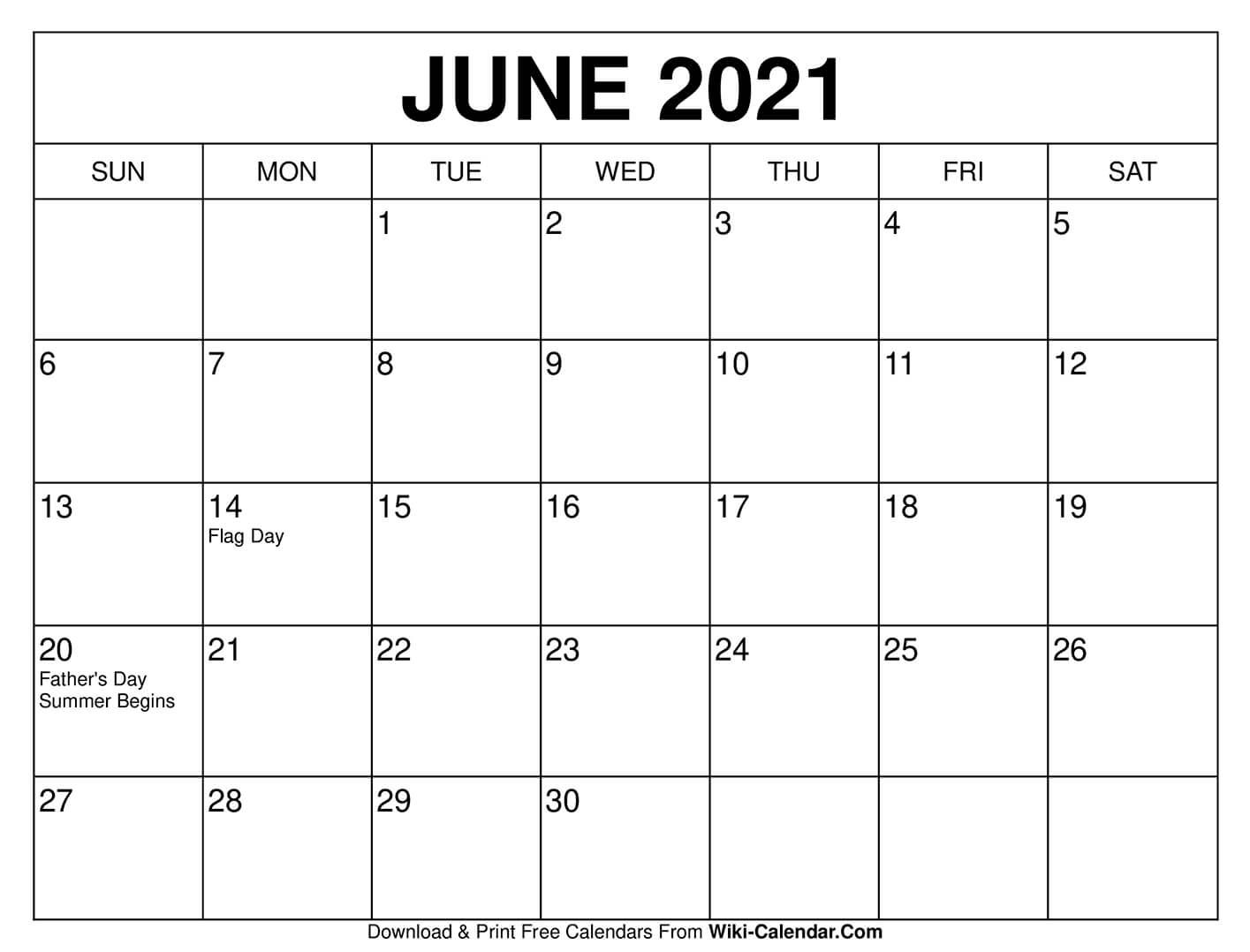 June 2021 Calendar In 2020 | Calendar Printables, Calendar