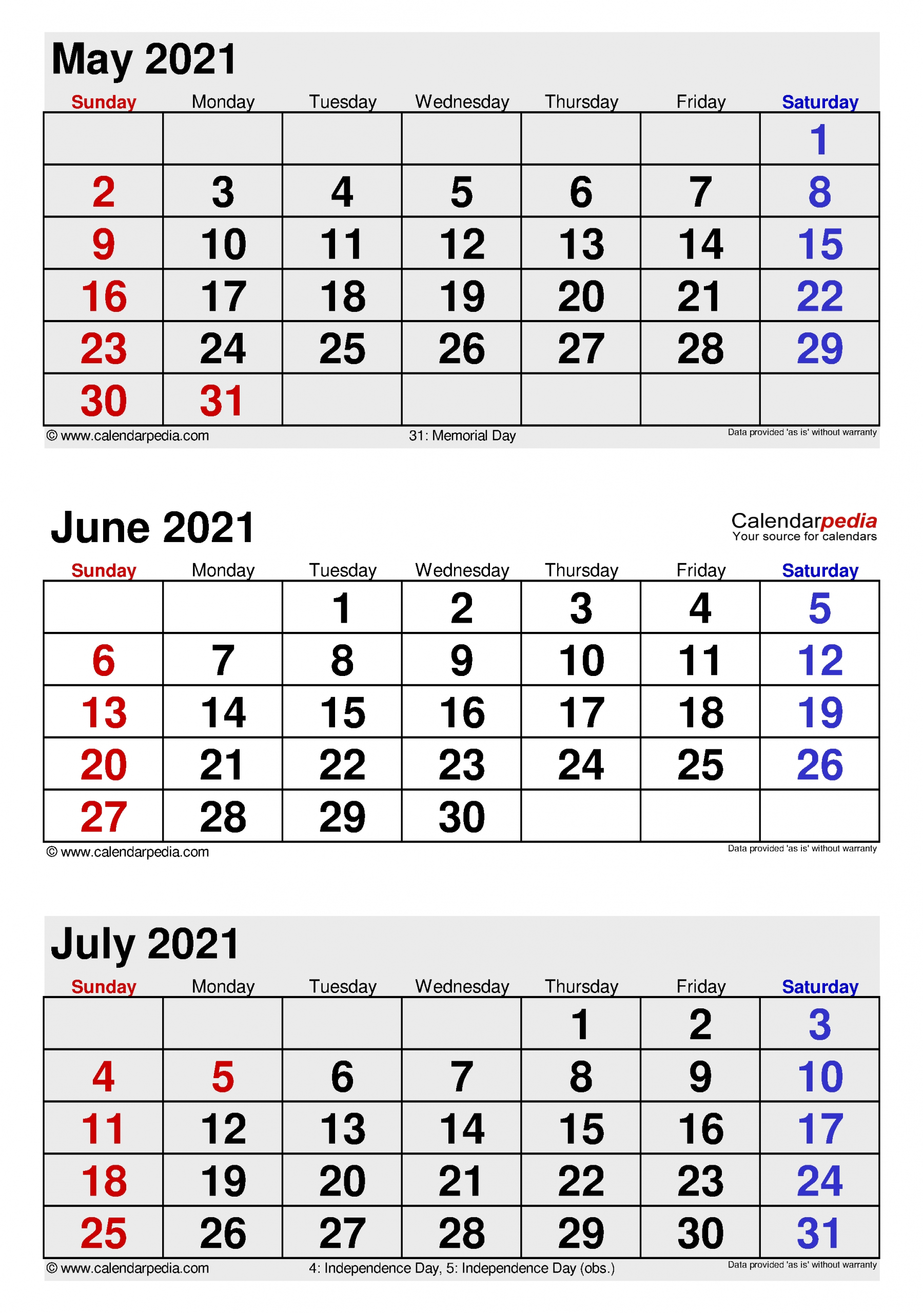 June 2021 Calendar | Templates For Word, Excel And Pdf