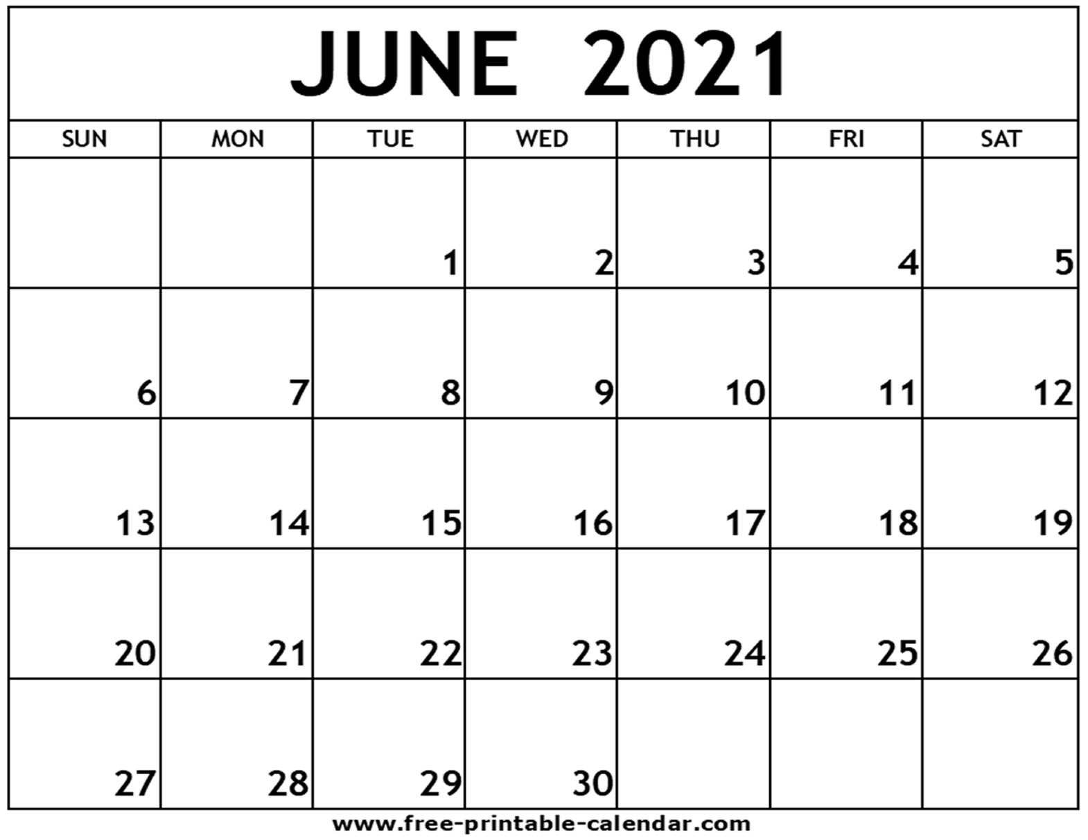 June 2021 Printable Calendar - Free-Printable-Calendar