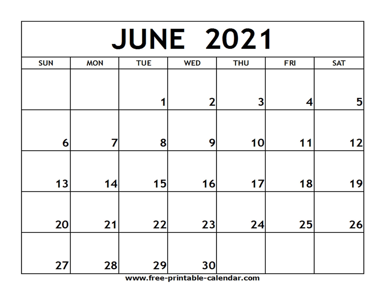 June 2021 Printable Calendar - Free-Printable-Calendar