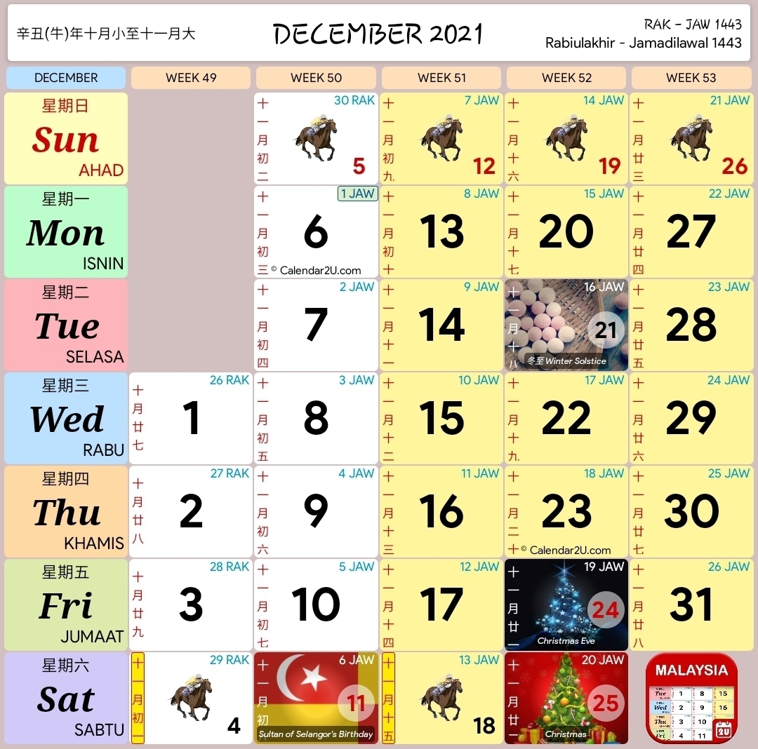 Kalendar 2021 Kuda