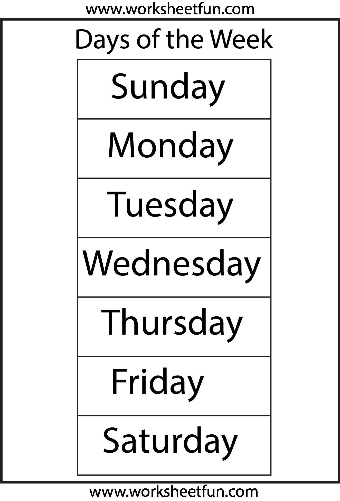 Days Of The Week For Calendar Free Printables | Month Calendar Printable