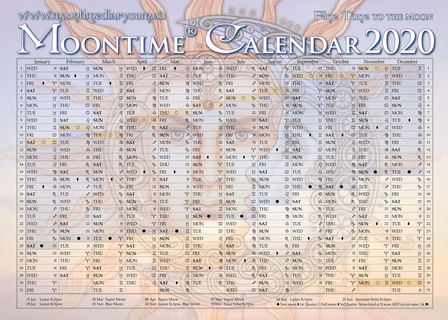 Moontime Calendar 2020