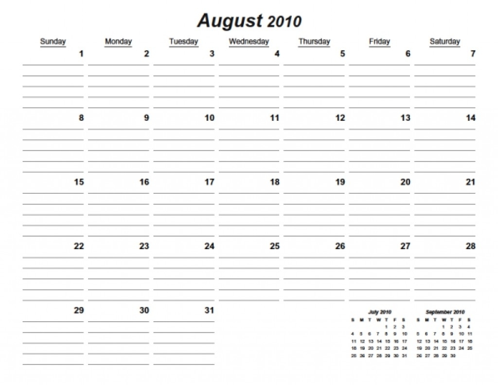 New Free Printable Calendars With Lines | Free Printable