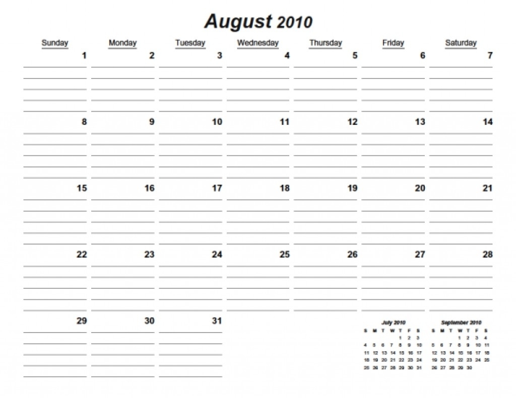 2025 Monthly Lined Calendar