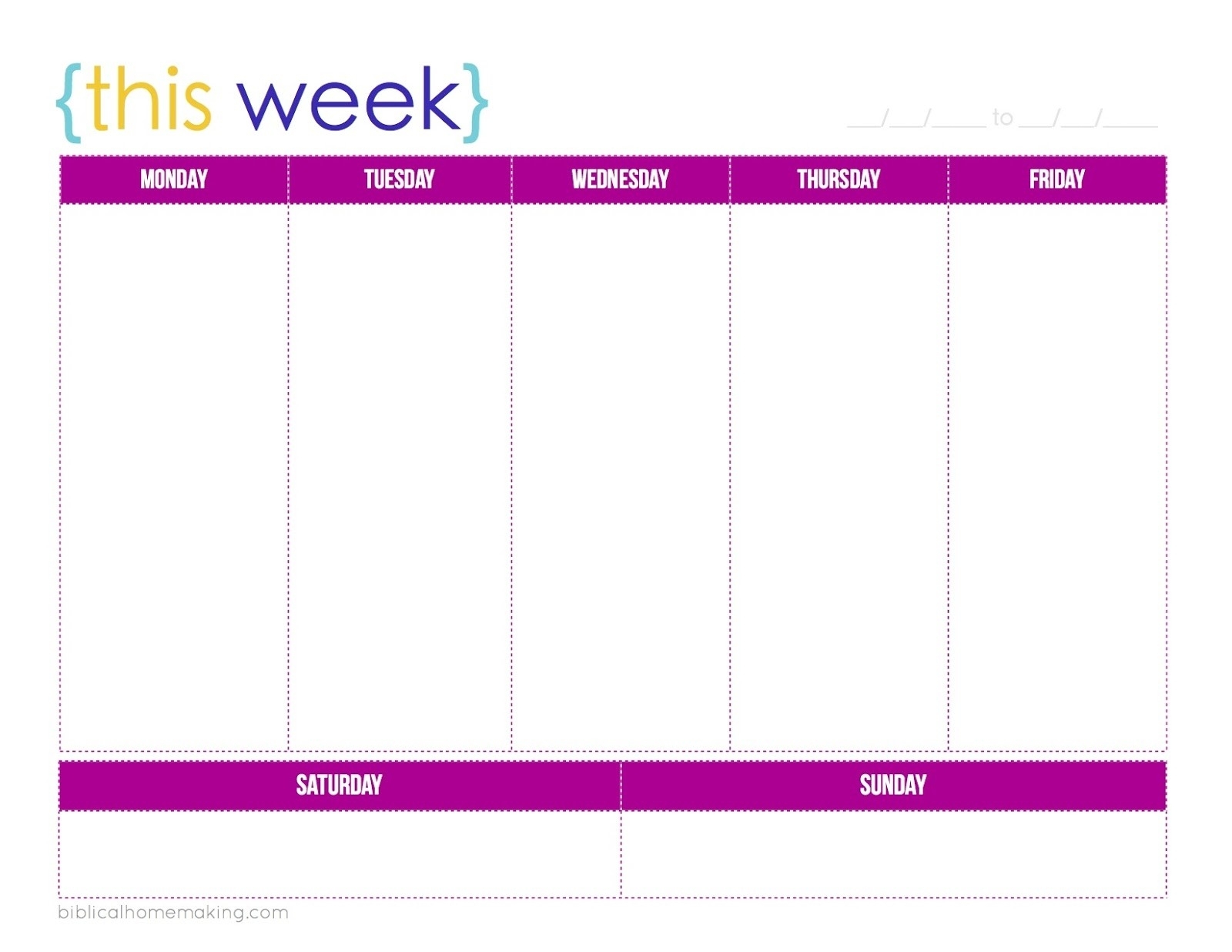 New One Week Printable Calendar | Free Printable Calendar