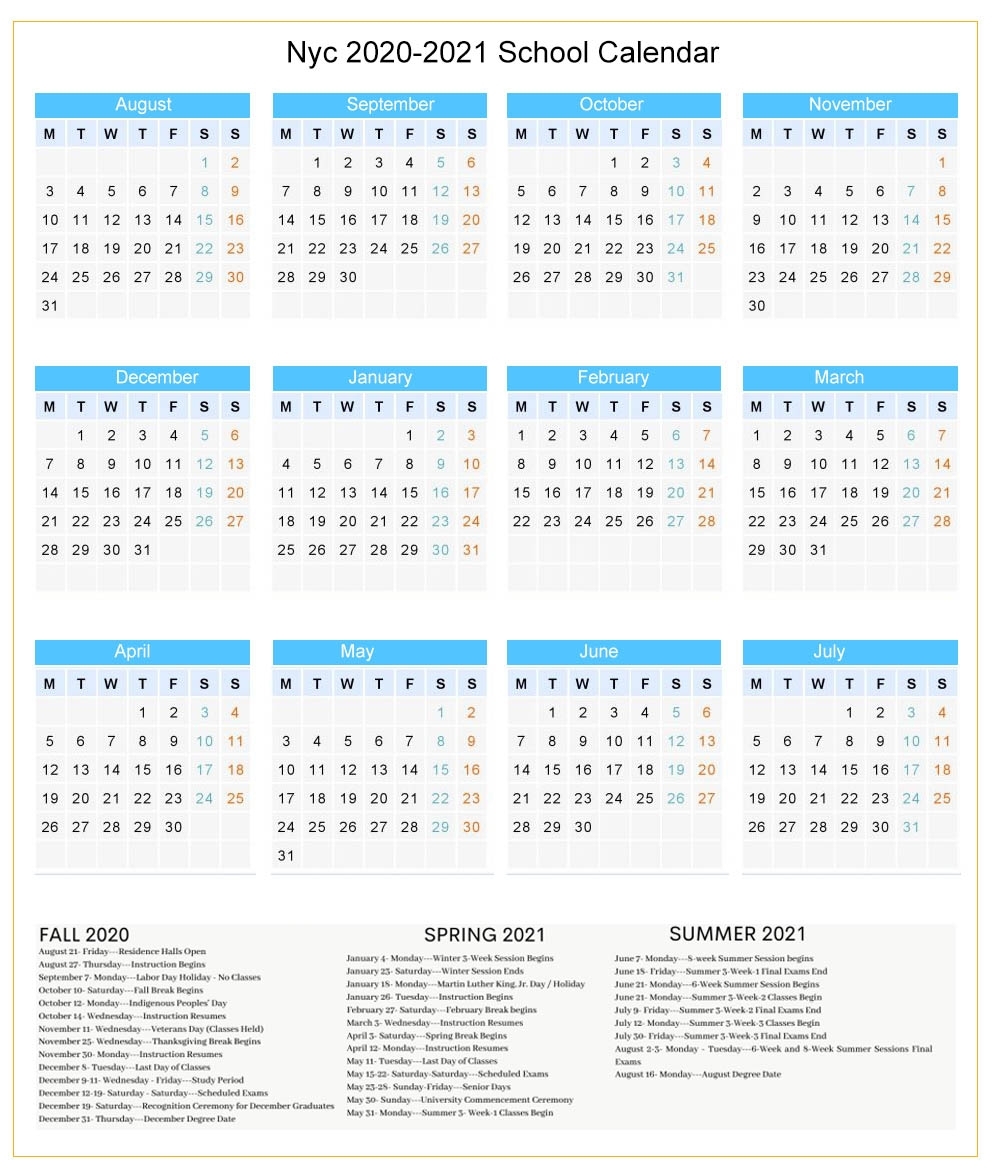 Doe Calendar 2020 21 Nyc Nyc Doe Calendar 2020