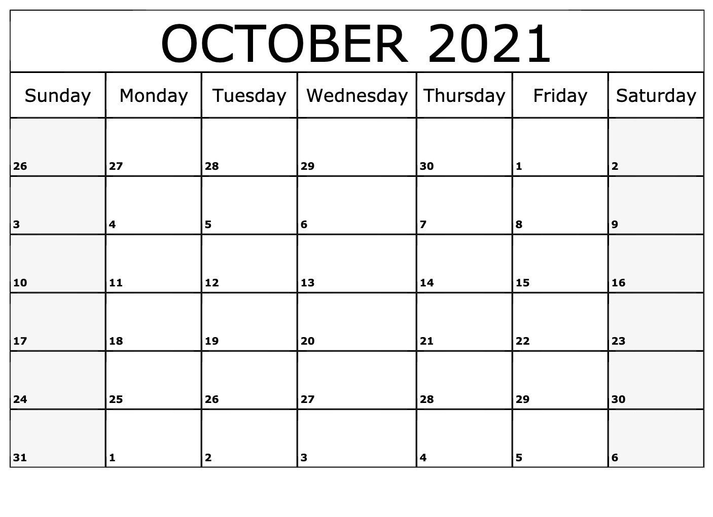 october calendar 2021 month calendar printable