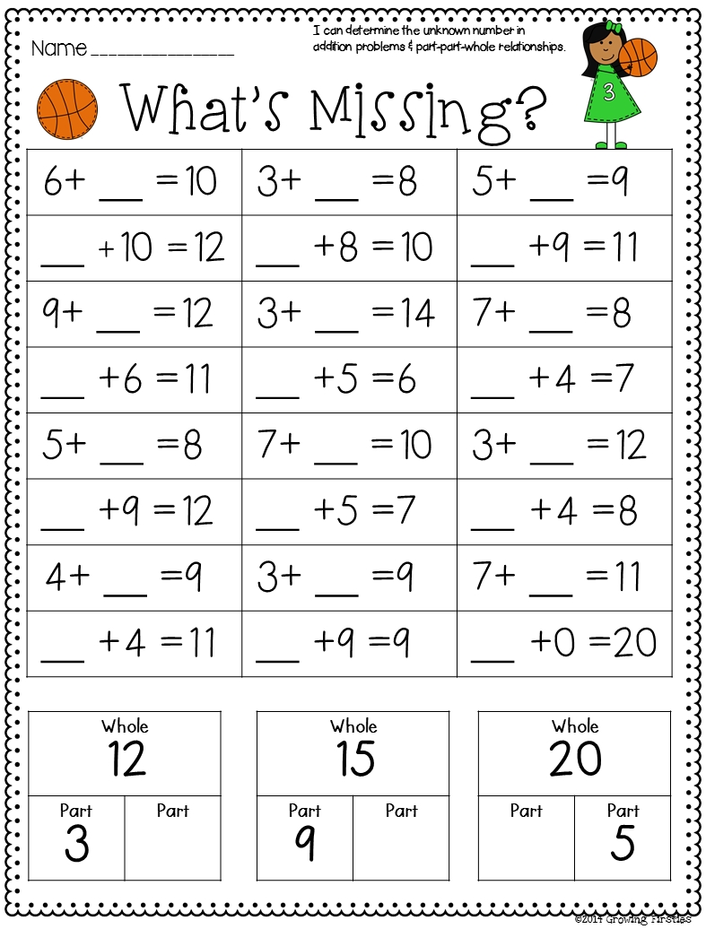 Part Part Whole And March Printables | First Grade Math