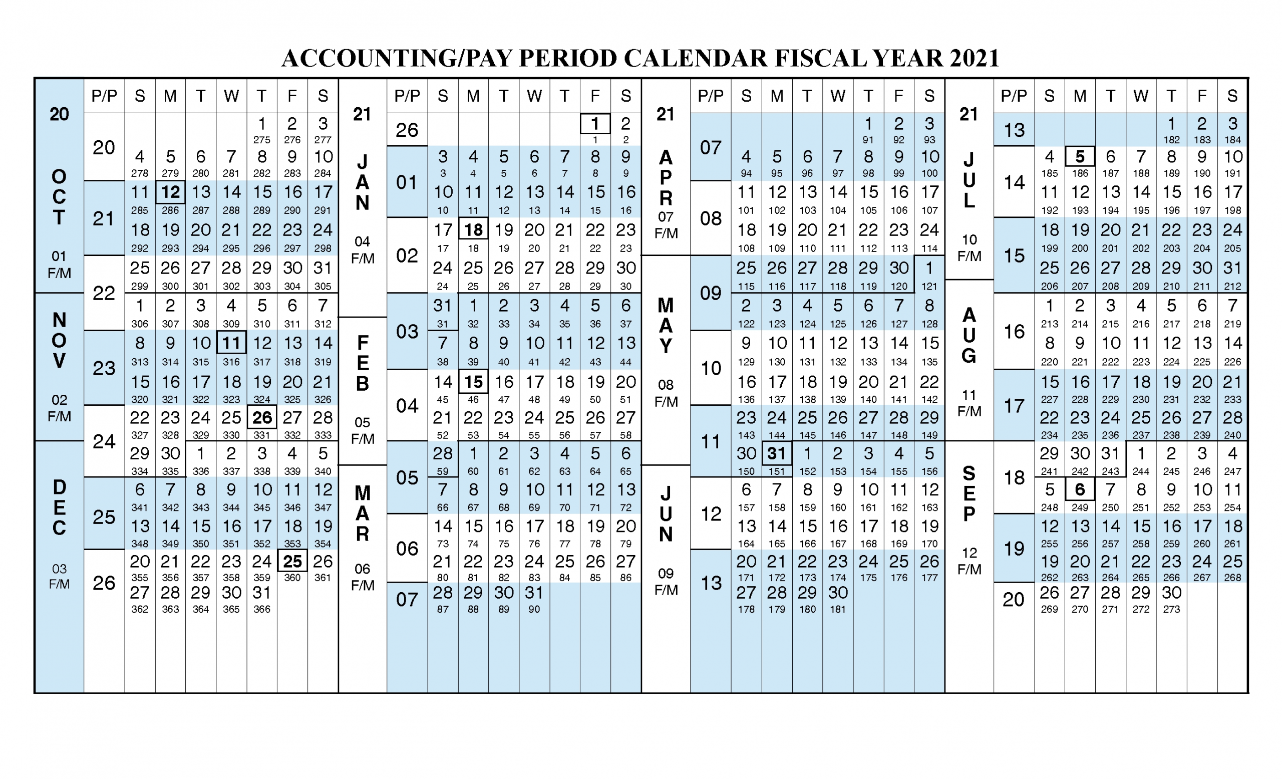 Payroll Calendar 2021 Fiscal Year Calendar [ Oct 2020 – Sep
