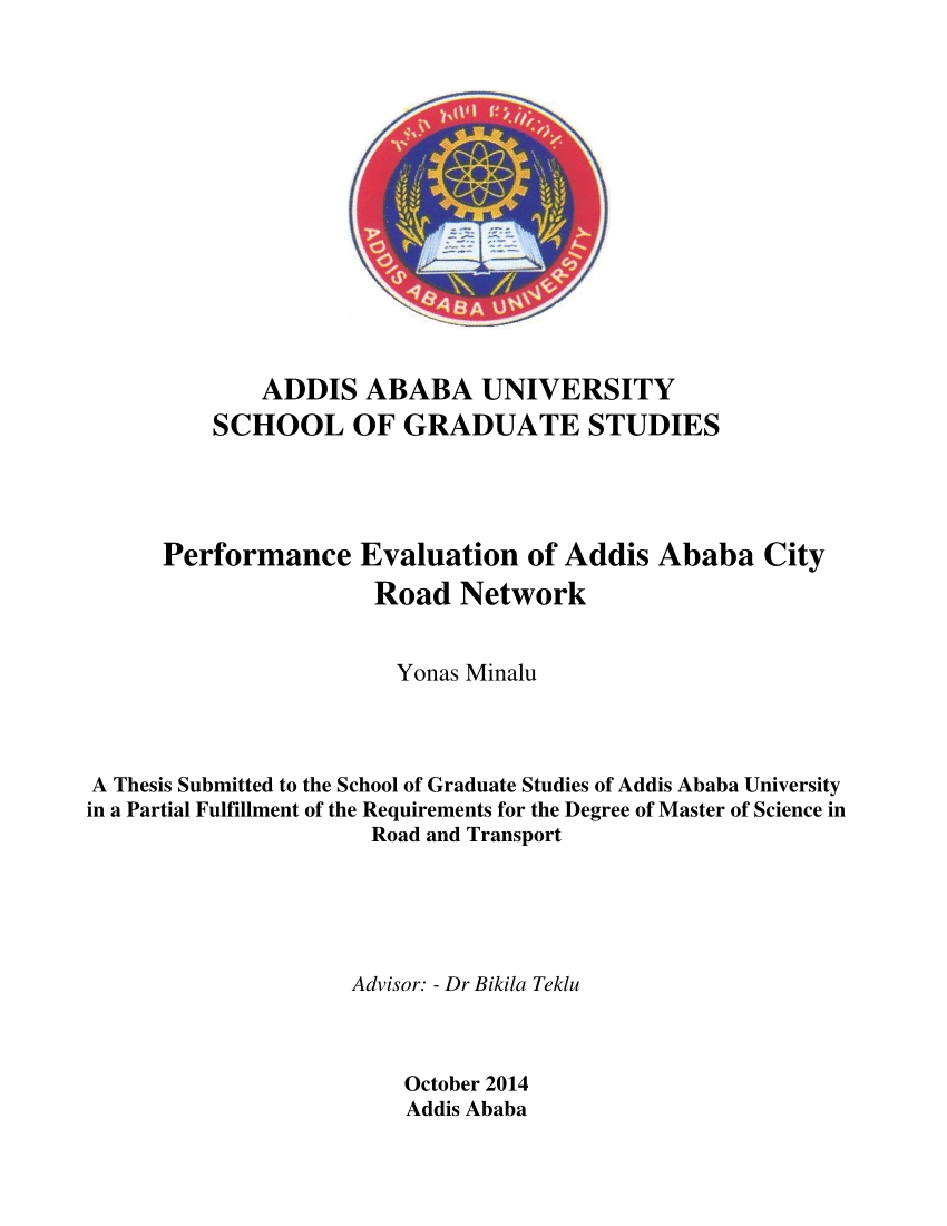 Pdf) Performance Evaluation Of Addis Ababa City Road Network