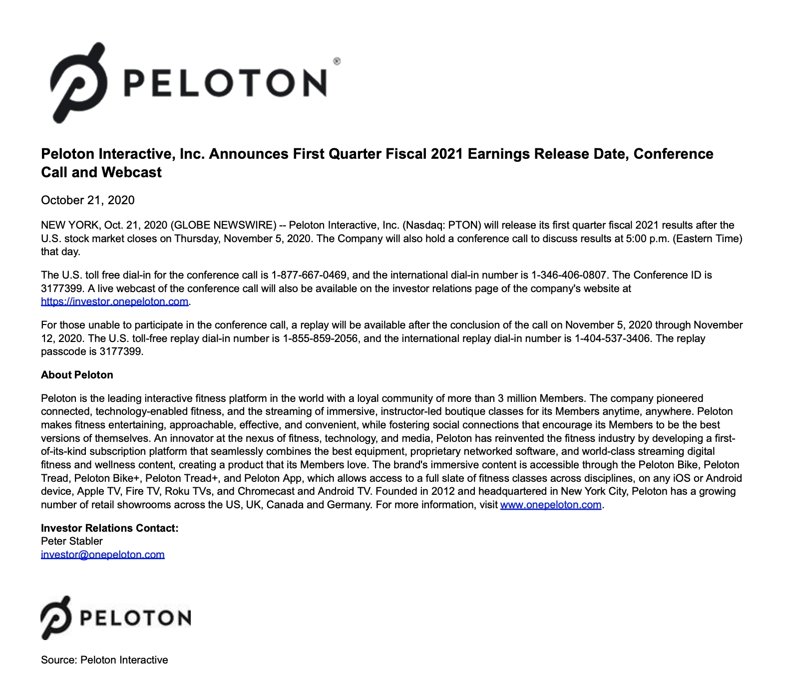 Peloton Q1 2021 Earnings Call Date Announced - Peloton Buddy