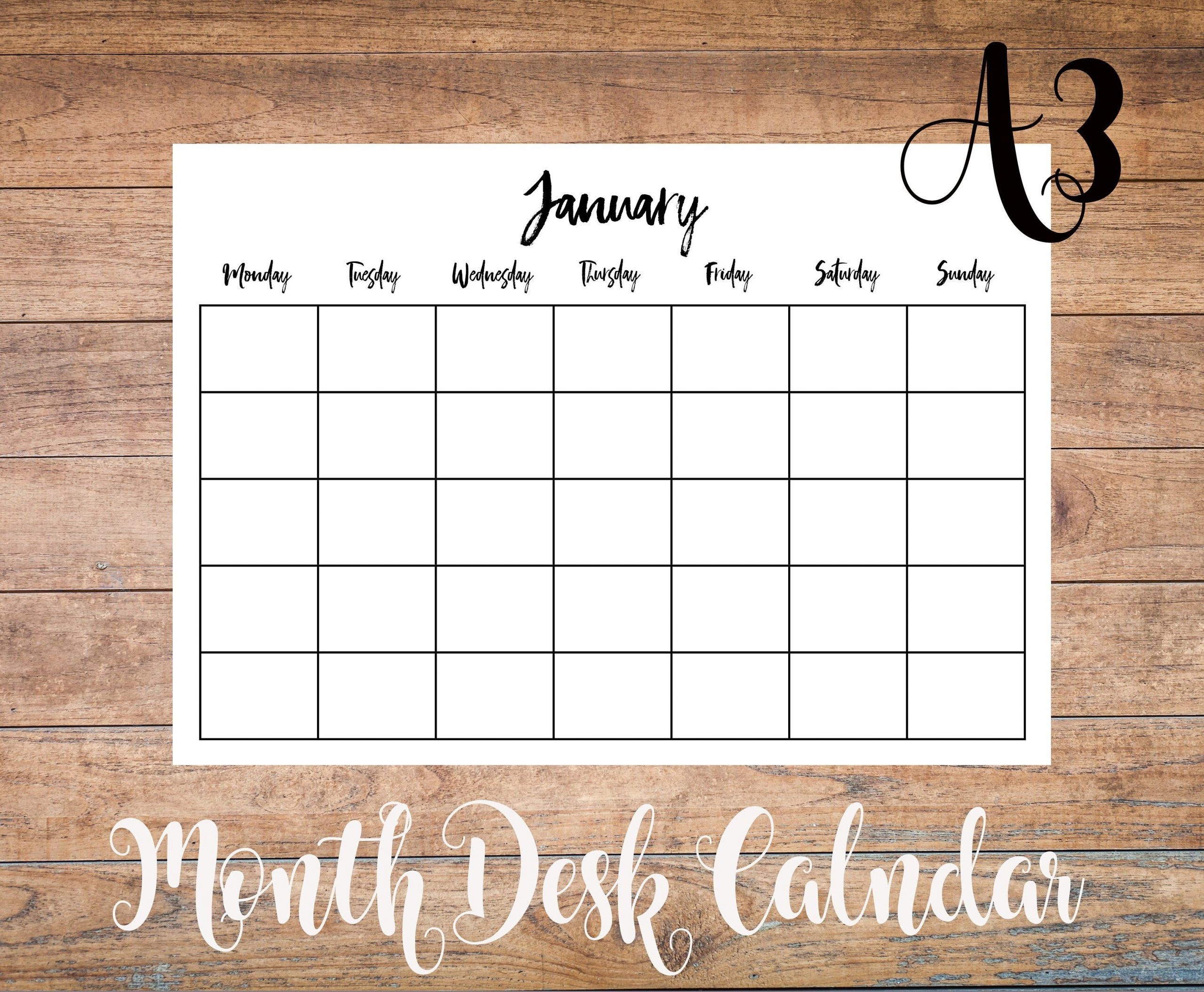 Perpetual A3 Monthly Calendar Printable Undated Desk Pad